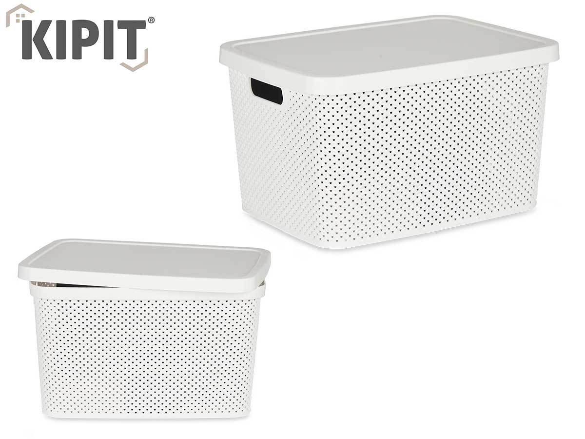 Plastic Organiser Box W Lid White 19L