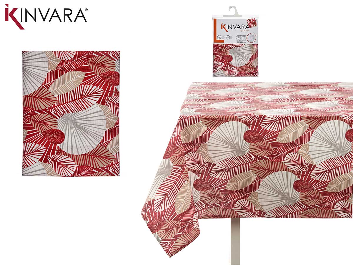 140X180Cm Maroon Leaves Stain-Resist Tablecloth