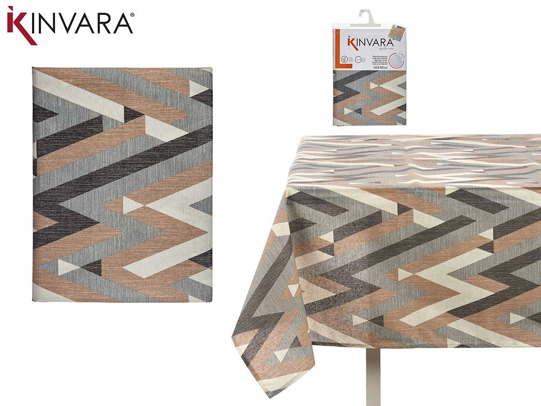 140X180Cm Beige Stripes Stain-Resist Tablecloth