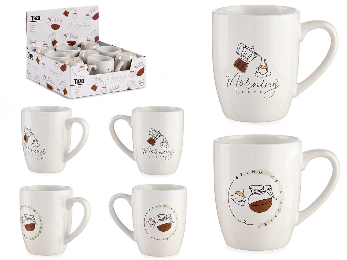 Assortement 2 Designs Porcelain Breakfast Mug Love