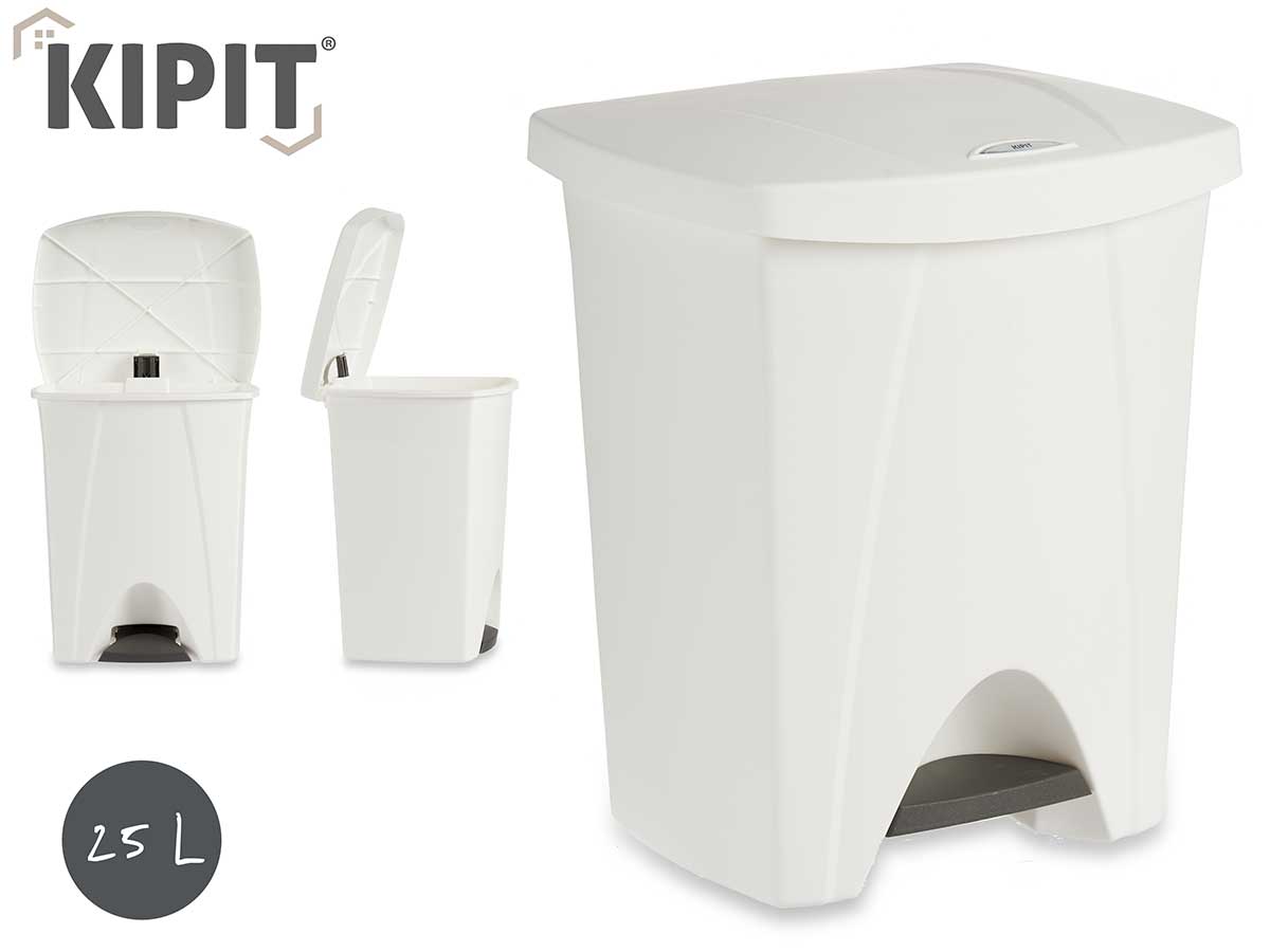 White Plastic Bin With Pedal 25L