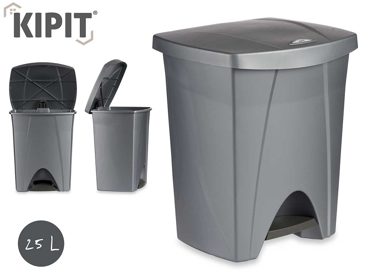 Silver Plastic Bin With Pedal 25L