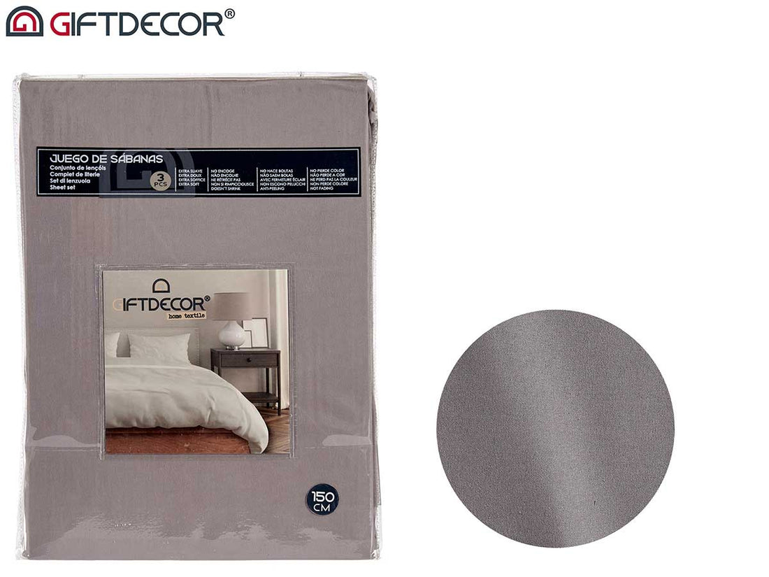 Set 3 Sheets 135 cm Anthracite Colour