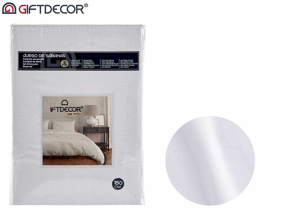 Set Of 3 Sheets 150 cm White Colour
