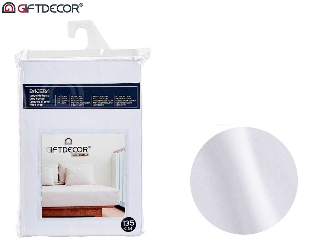 Fitted Bed Sheet 135 cm White Colour
