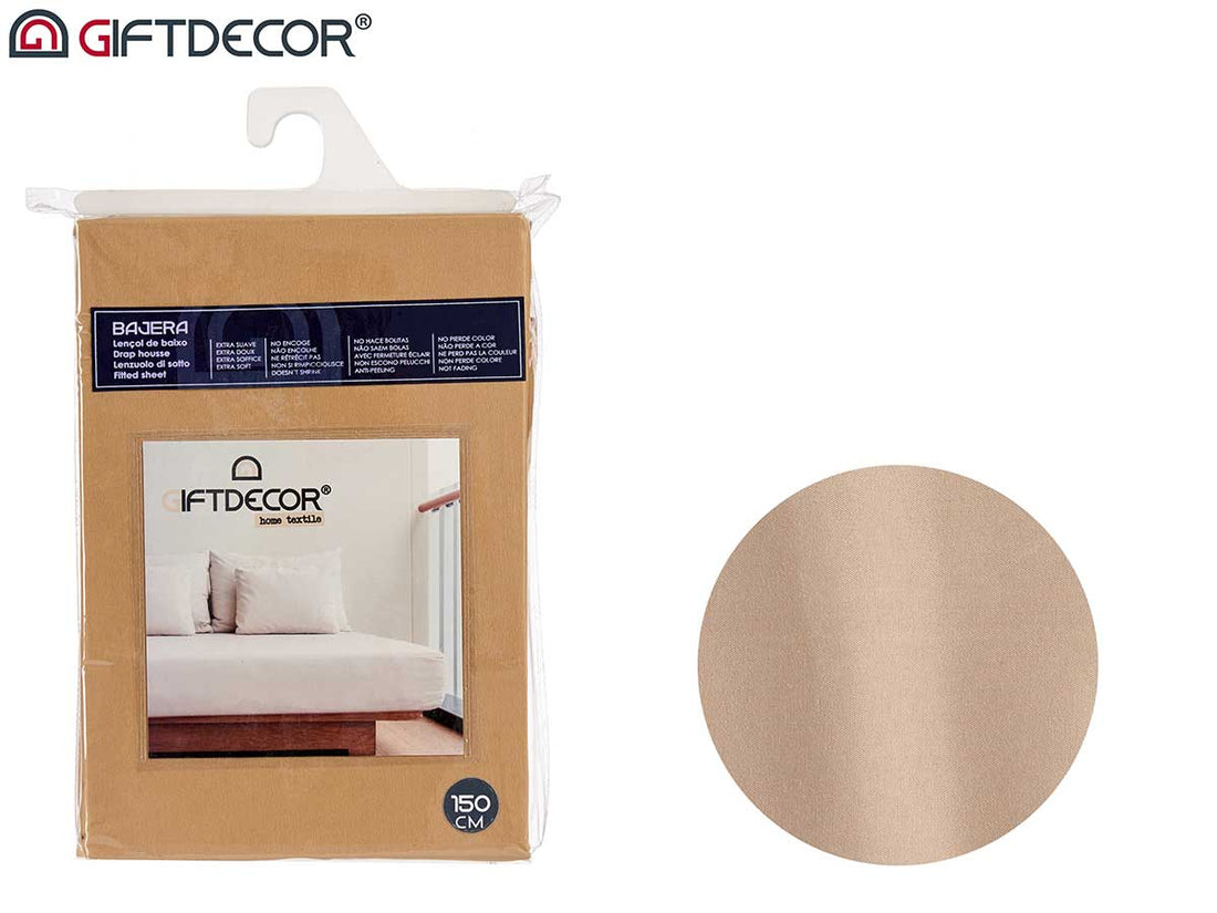 Fitted Bed Sheet 150 cm Beige Colour