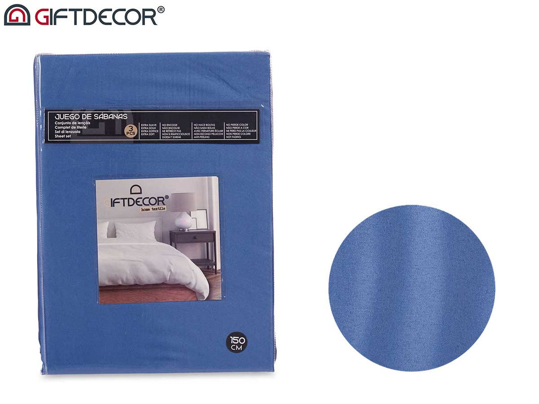 Set 3 150 cm Sheets Blue Colour