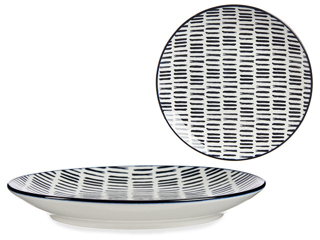 20Cm Black Line Design Dessert Plate