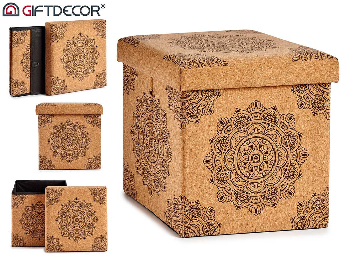 Cork Mandala Foldable Basket