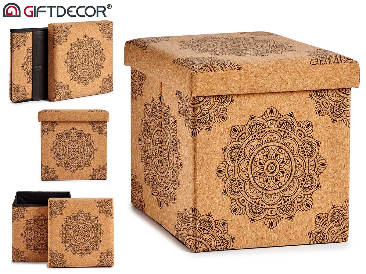 Cork Mandala Foldable Basket