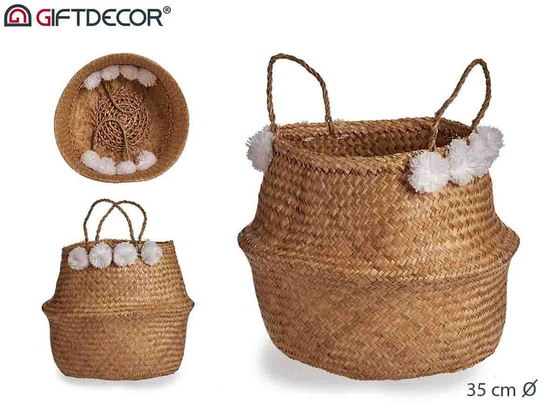 Natural Belly Basket Pom Pom 35 cm