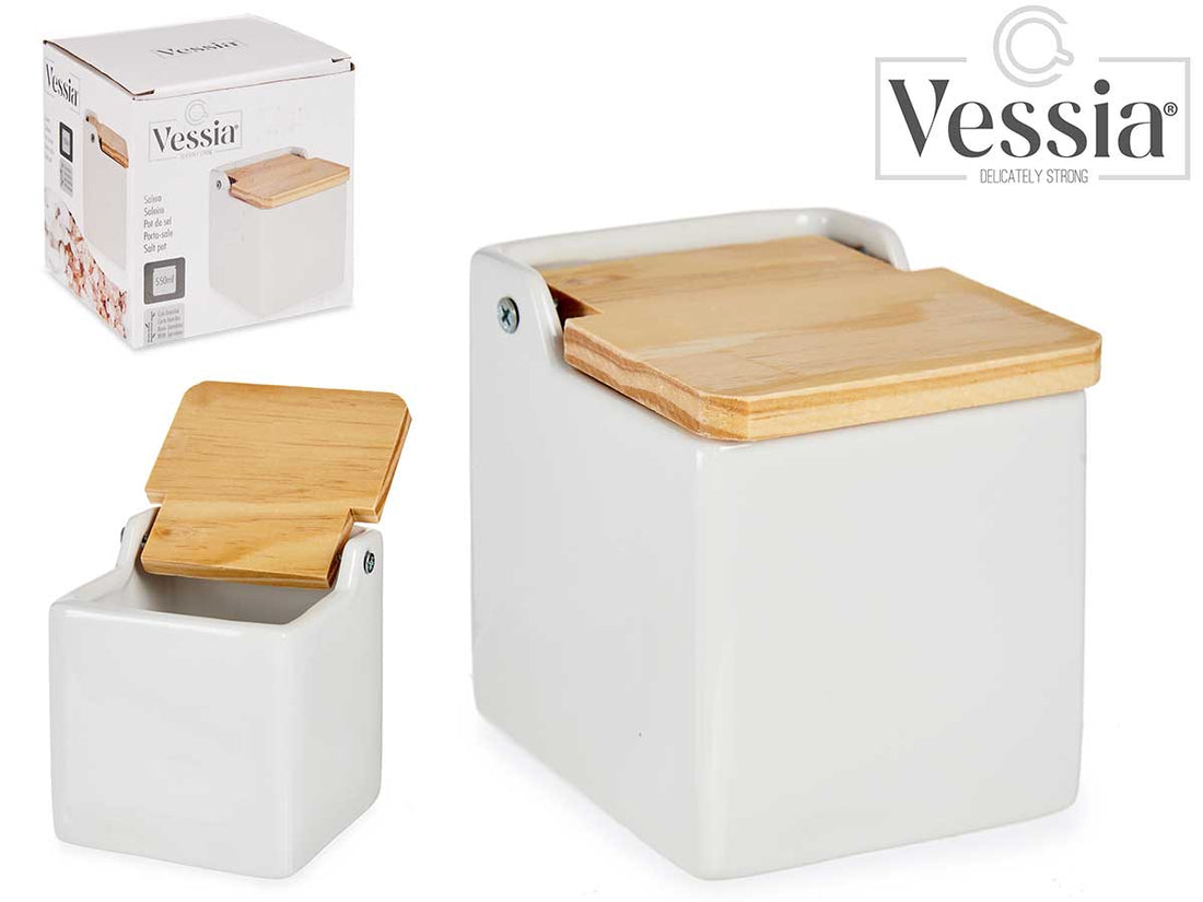 Square White Salt Shaker With Lid