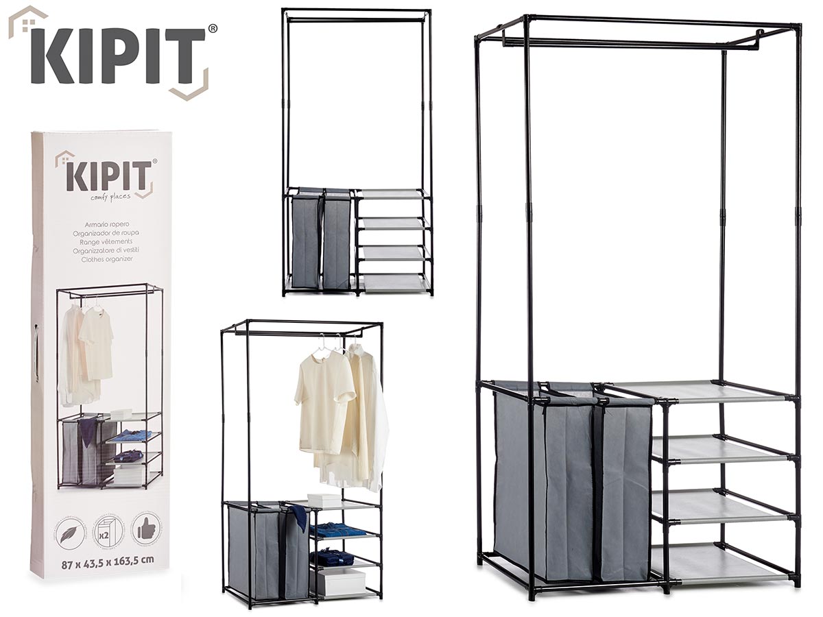 Doble Open Wardrobe With Fabric Basket 160Cm