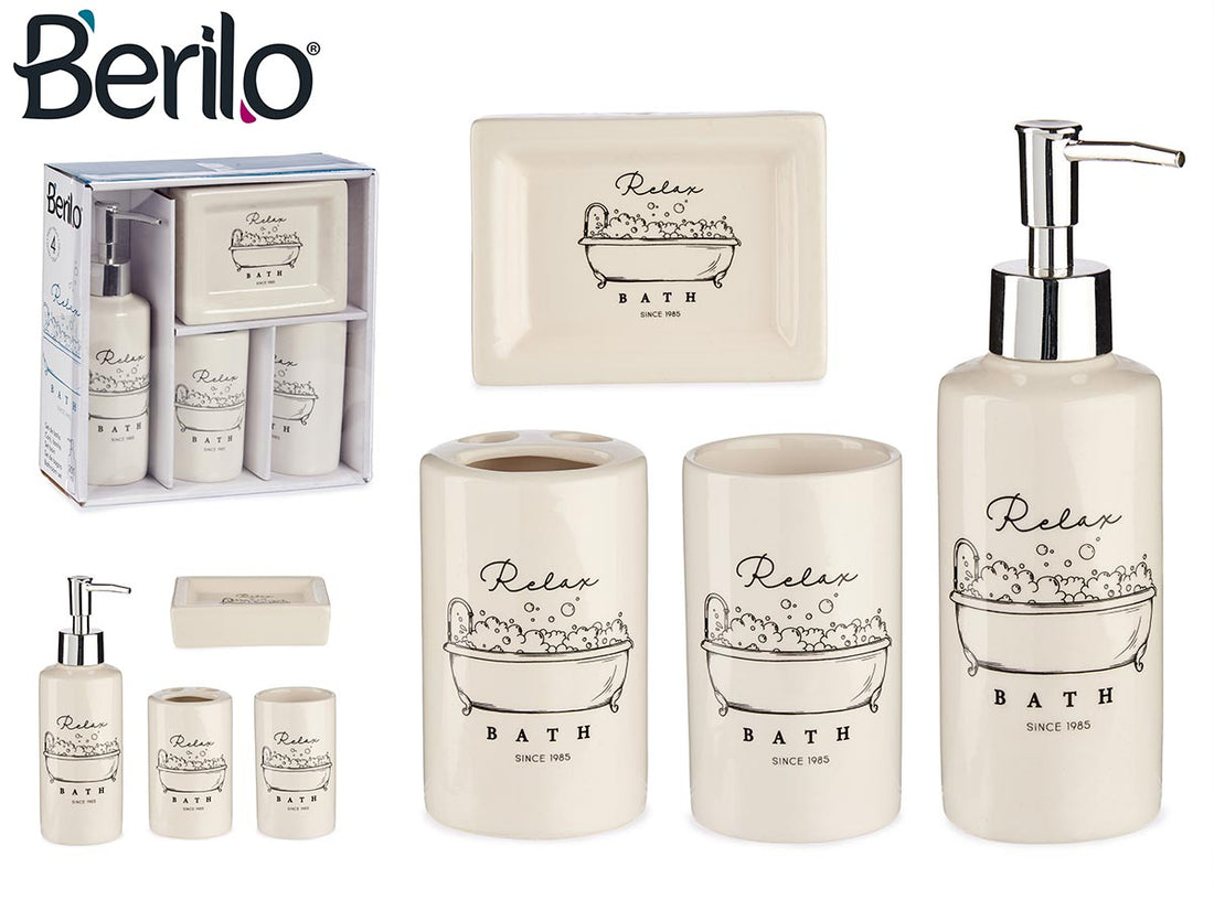 4 Pieces Relax Ceramic Bathroom Set