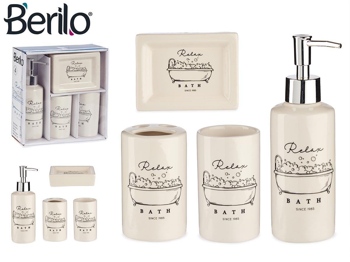 4 Pieces Relax Ceramic Bathroom Set