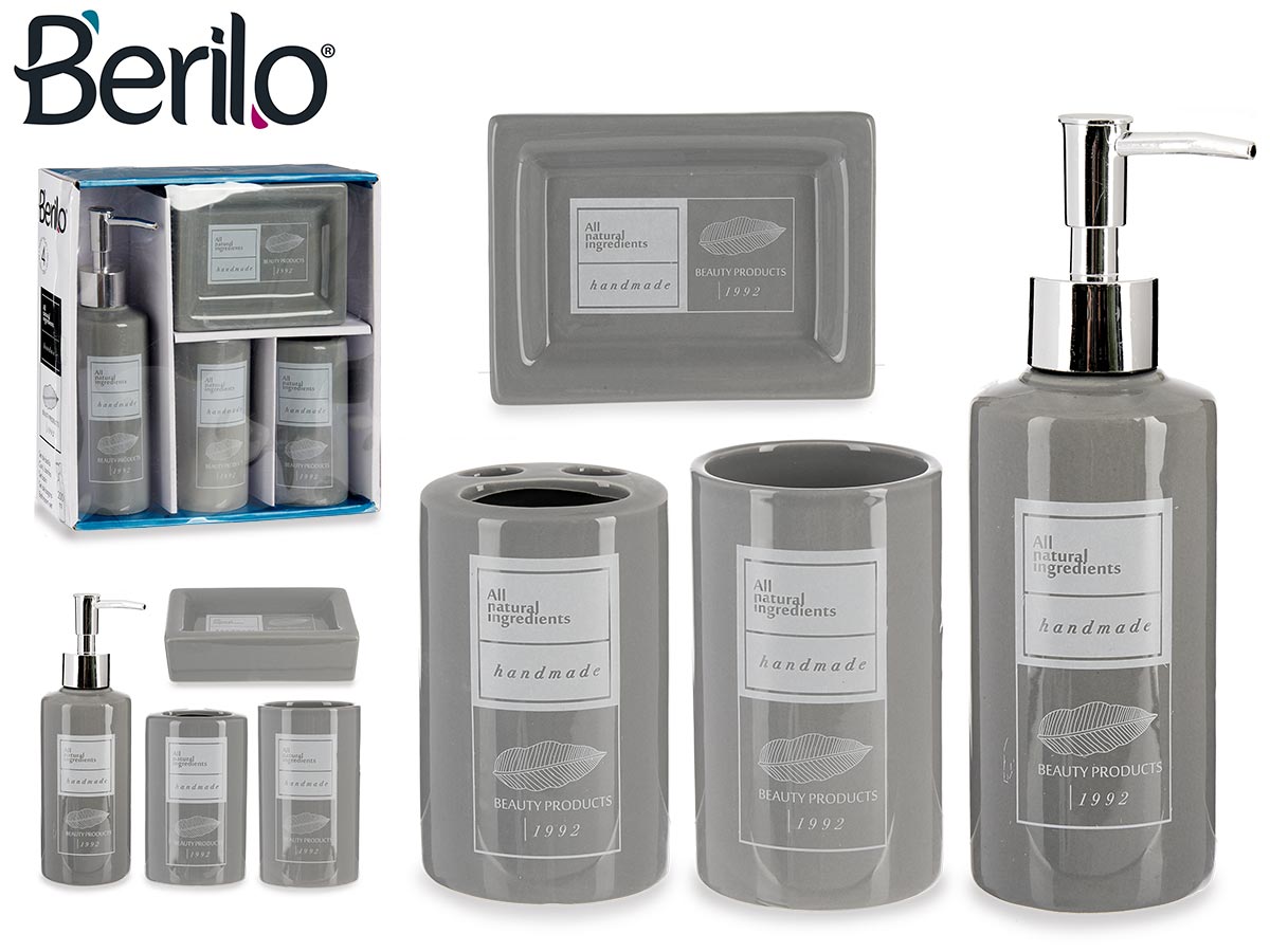 4 Pieces Natural Ceramic Bathroom Set